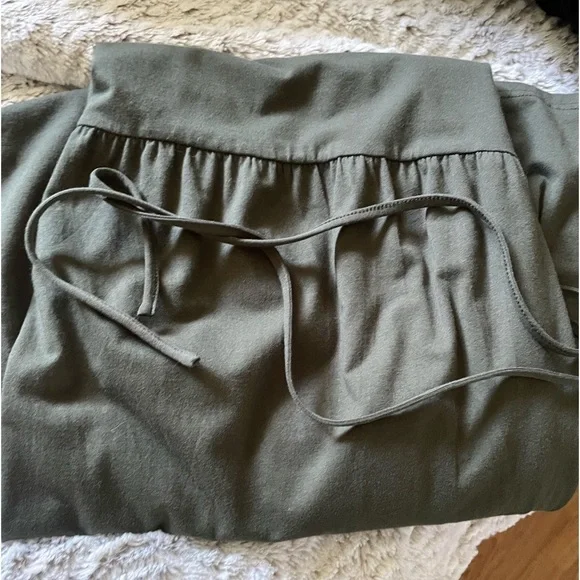 Denim & Co cotton sleeveless tiered stretch maxi dress olive green plus size  XL - Picture 4 of 9